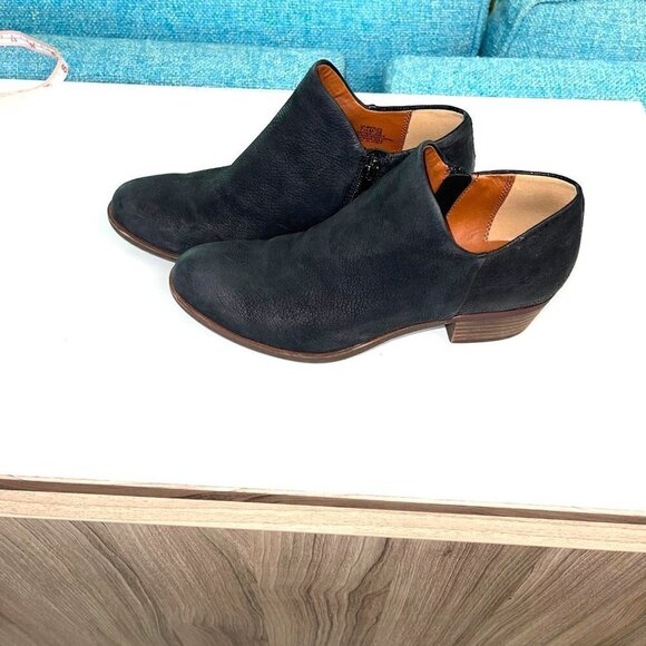 Lucky Brand Leather Booties Womens Size 7.5 Inside Zipper Manmade Sole Black - Picture 7 of 10